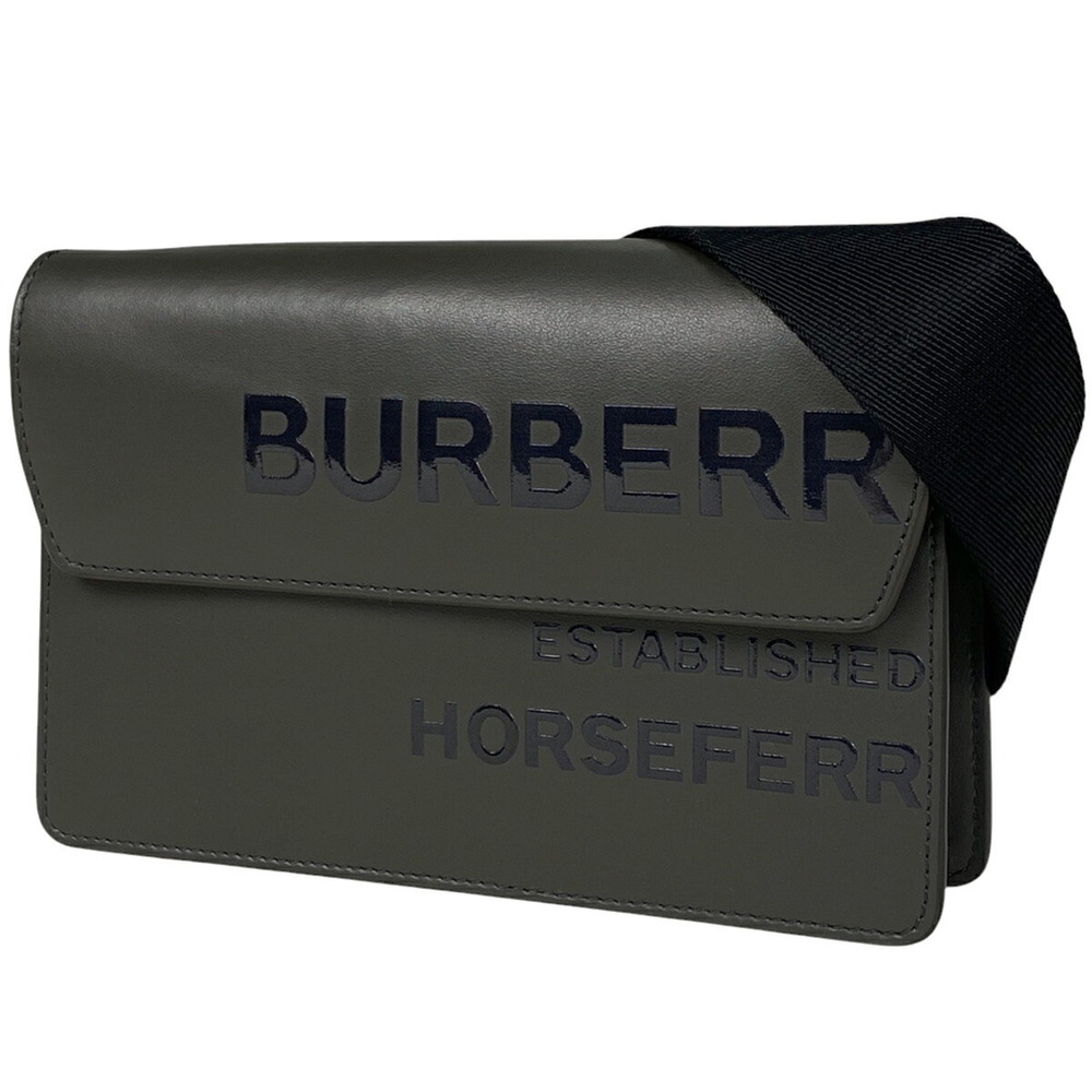 Burberry Horseferry Shoulder Bag Wallet Logo Leather Gray Black